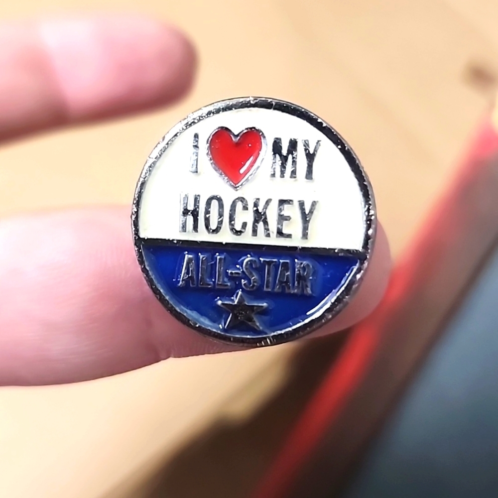 "I love my hockey all-star" hockey pin NEW